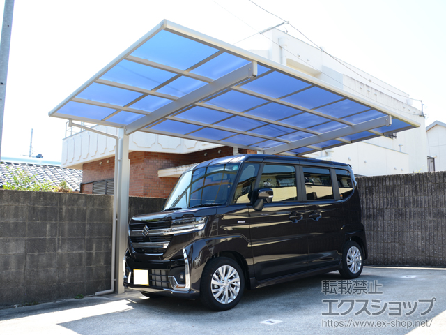 和歌山県和歌山市ののカーポート プレシオスポート フラット型 1台用 積雪〜20cm対応+着脱式サポート柱 2本セット×1 施工例