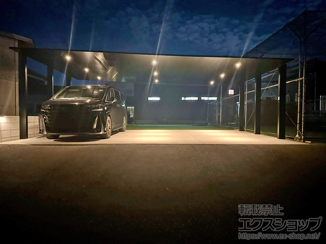 宮崎県日向市ののカーポート カーポートSC 3台用+ ダウンライト（3列・3灯） 施工例