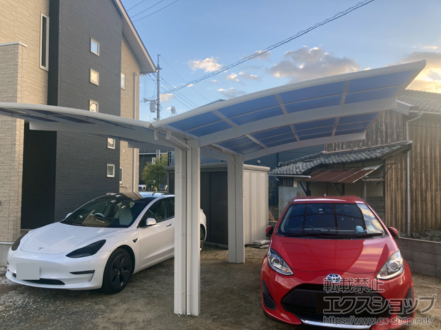 岡山県岡山市ののカーポート アリュース 600タイプ Y合掌セット（2台用）積雪〜20cm対応 施工例