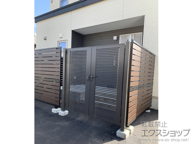 北海道恵庭市のの門扉 開き門扉AB YR1型 両開き　柱使用 施工例