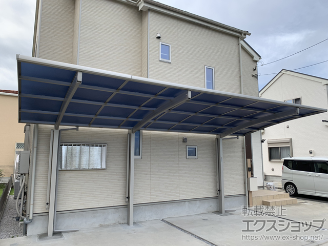 東京都八王子市ののカーポート プレシオスポート アール型 奥行延長セット 1.5台用 積雪〜20cm対応+着脱式サポート柱 施工例