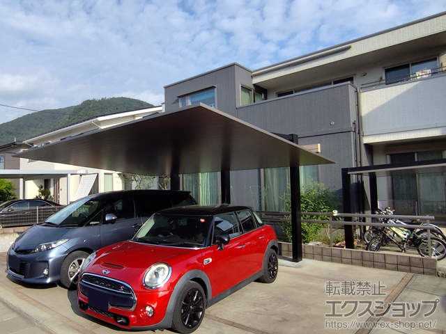 山梨県笛吹市ののカーポート カーポートSCワイドSC 後方支持 2台用 施工例