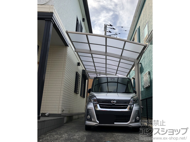 神奈川県海老名市ののカーポート アリュース 600タイプ 1台用 奥行延長セット 積雪〜20cm対応 施工例