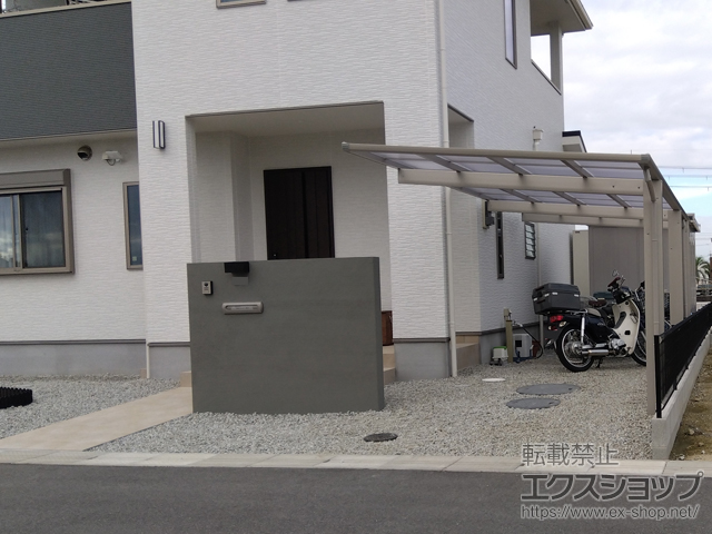 奈良県北葛城郡広陵町ののカーポート プレシオスポート フラット型 奥行延長セット 1.5台用 積雪〜20cm対応 施工例