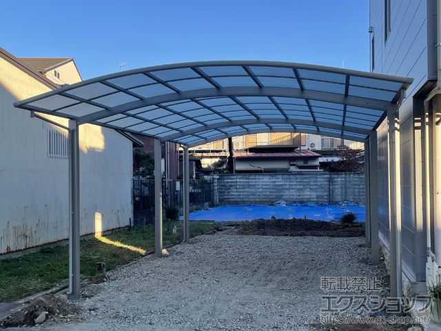 岐阜県岐阜市ののカーポート アリュース 600タイプ 2台用 奥行延長セット 積雪〜20cm対応 施工例