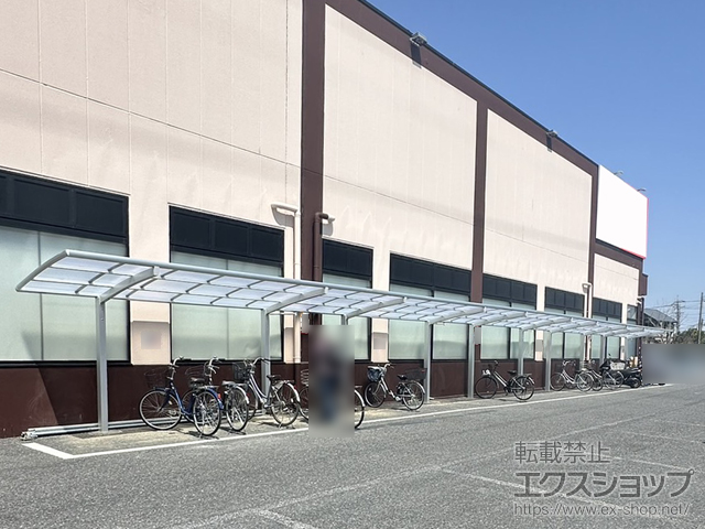 埼玉県幸手市ののサイクルポート・駐輪場 ネスカRミニ (ラウンドスタイル) 縦5連棟 積雪〜20cm対応 施工例