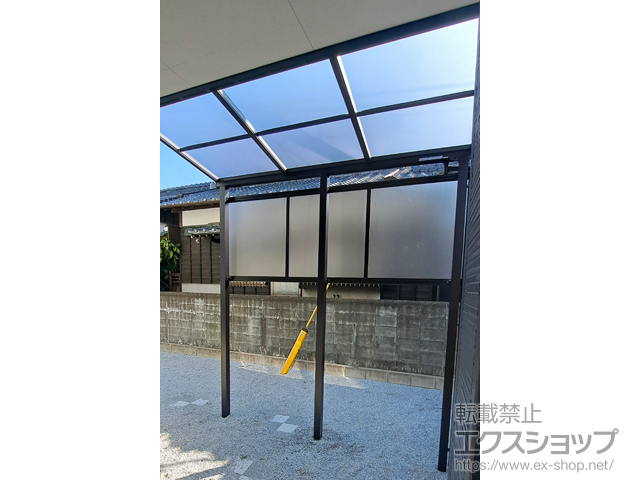 熊本県荒尾市ののテラス屋根 プレシオステラスII F型 テラスタイプ 単体 積雪〜20cm対応＋前面パネル 施工例