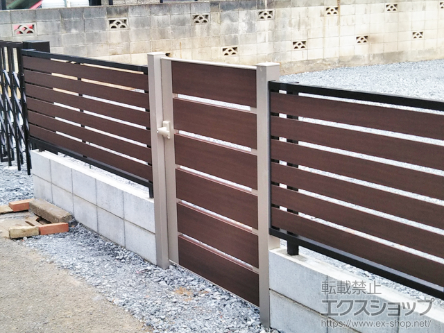 埼玉県川越市ののフェンス・柵 モクアルフェンス 横板タイプ 自由柱施工（2か所） 施工例