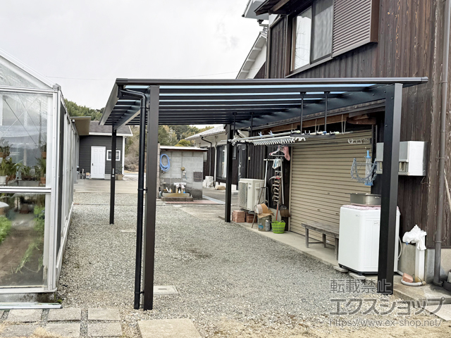 兵庫県三木市ののテラス屋根 エフルージュ FIRST 大型テラス 600タイプ 独立タイプ＋吊り下げ式固定物干し 標準タイプ 施工例