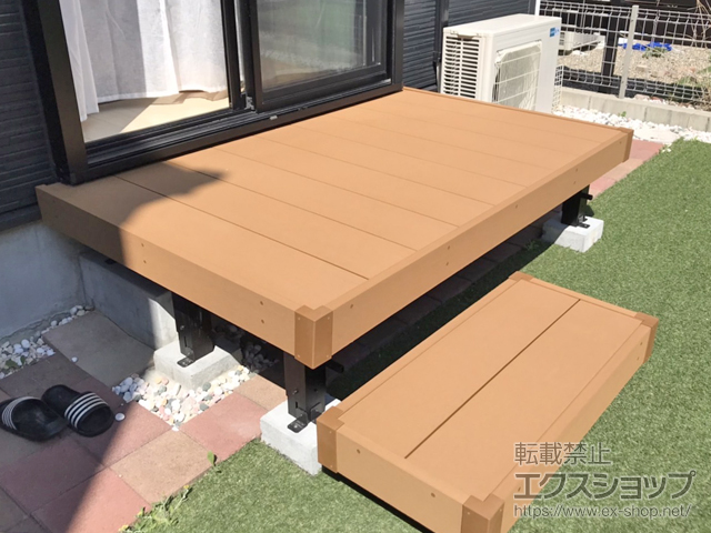 愛知県名古屋市ののウッドデッキ マージウッドデッキ＋独立式 リウッドステップ 2型 1段 施工例