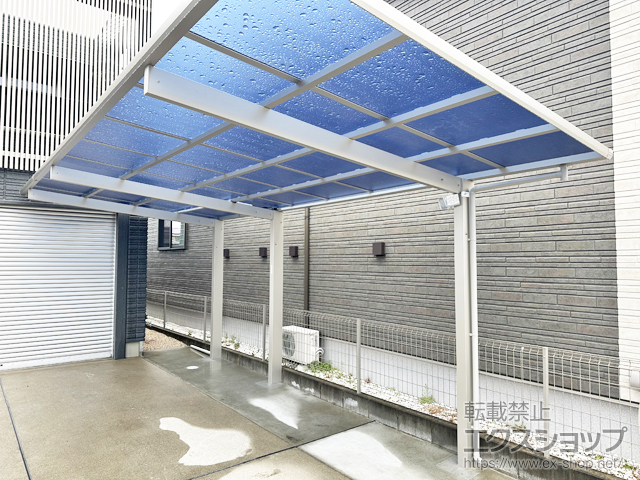 福岡県小郡市ののカーポート プレシオスポート フラット型 奥行延長セット 1.5台用 積雪〜20cm対応 施工例