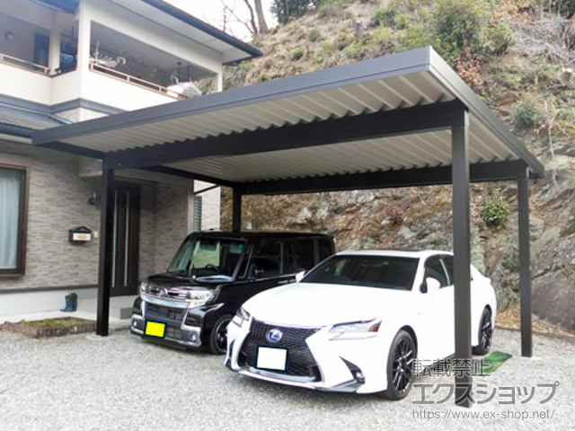 徳島県美馬市ののカーポート ジーポートPro 積雪50cm対応 2台用 4本角柱 施工例
