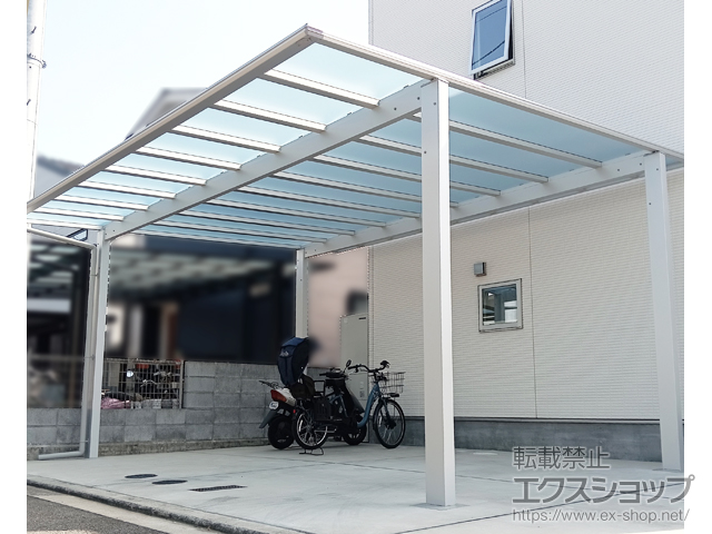 愛媛県松山市ののカーポート エフルージュ FIRST 600タイプ 2台用 積雪〜20cm対応 施工例