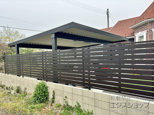 福島県伊達市ののフェンス・柵 シンプレオ フェンスYS3型 横スリット　自由柱施工 施工例