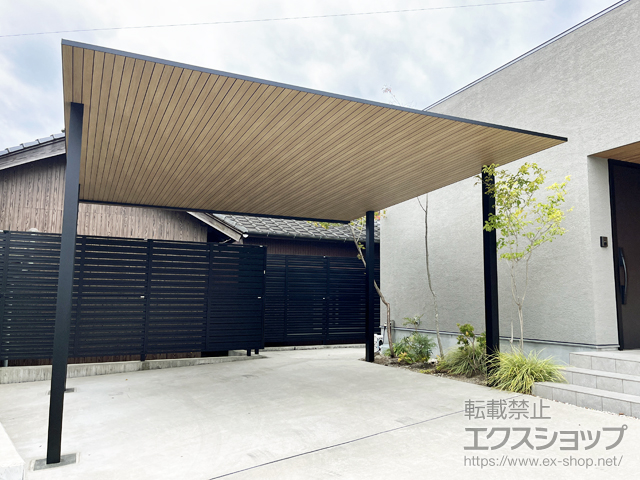 愛媛県南宇和郡愛南町ののカーポート プレーンルーフ 600タイプ 2台用 単体セット 複合色 積雪〜20cm対応 施工例