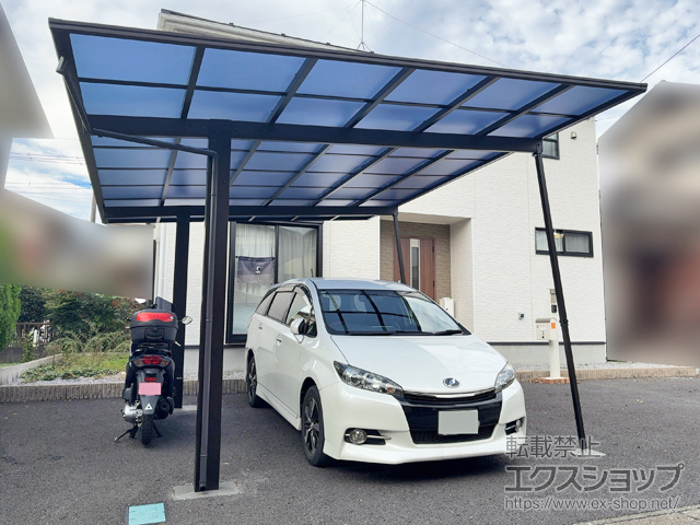 埼玉県北本市ののカーポート エフルージュ FIRST プラス 600タイプ 1台用 積雪〜20cm対応＋着脱式サポート柱 施工例