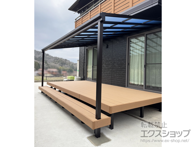 広島県三原市ののテラス屋根 ソラリア F型 テラスタイプ 単体 積雪〜20cm対応 施工例