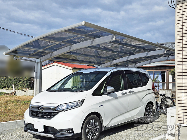 熊本県球磨郡あさぎり町ののカーポート プレシオスポート アール型 奥行延長セット 1.5台用 積雪〜20cm対応 施工例