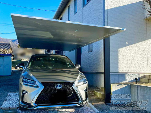 長野県松本市ののカーポート プレーンルーフ 600タイプ 1台用 単体セット ツートーン 積雪〜20cm対応 施工例