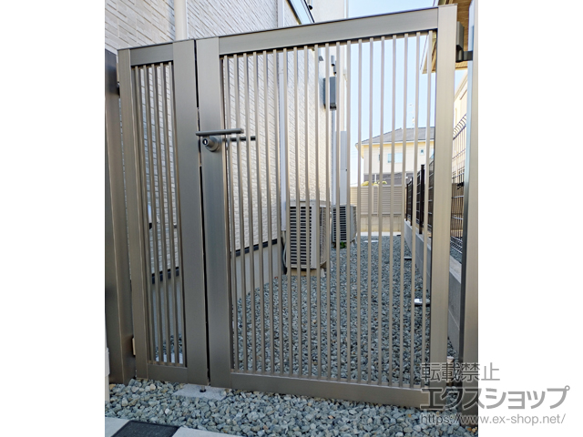 兵庫県宝塚市のの門扉 開き門扉AB TR2型 親子開き 柱使用 施工例