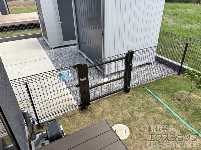 茨城県つくば市のの門扉 ユメッシュHR型門扉 片開き アルミ角型門柱 施工例