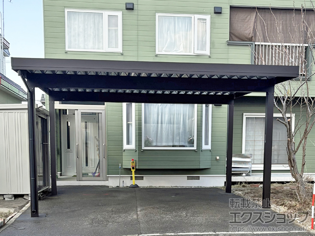 北海道北広島市ののカーポート ジーポートPro 積雪100cm対応 2台用 4本柱 施工例