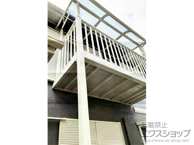 千葉県市原市のLIXIL リクシル（トステム）のバルコニー ビューステージHスタイル 縦太格子 単体 柱建て式＋スピーネ R型 ビューステージHスタイル屋根タイプ 単体 積雪〜20cm対応＋吊下げ物干しAセット 施工例