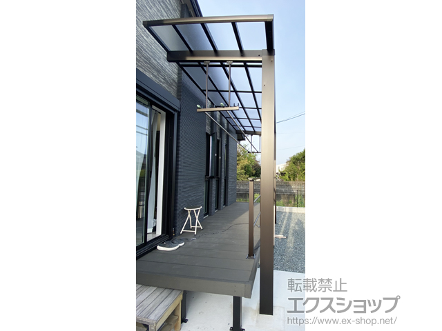 福岡県小郡市ののテラス屋根 レセパ Lタイプ 独立タイプ 積雪〜20cm対応＋吊り下げ式固定物干し 施工例