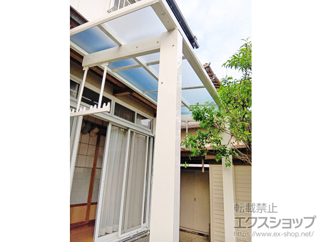 福岡県糟屋郡新宮町ののテラス屋根 レセパ Lタイプ 独立タイプ 積雪〜20cm対応＋吊り下げ式固定物干し 施工例
