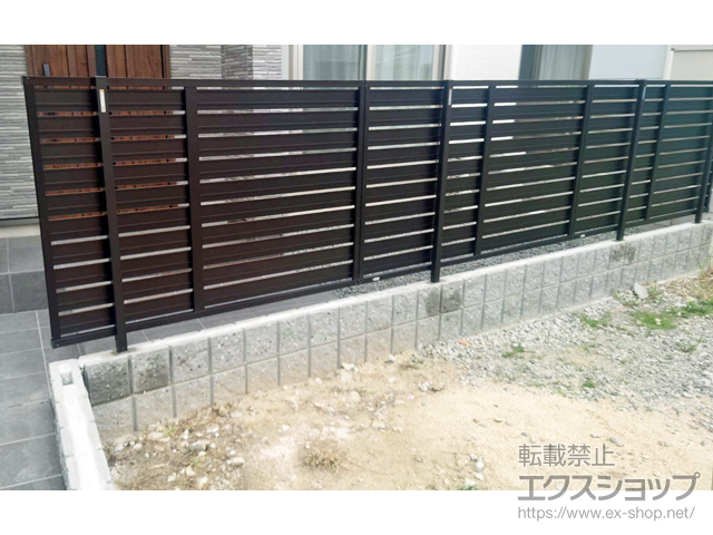 大阪府堺市ののフェンス・柵 ルシアス フェンスYS3F型 横板 複合色 自由柱施工 施工例
