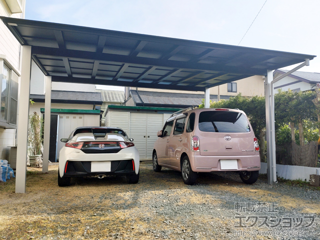 静岡県浜松市ののカーポート ネスカF ワイド 積雪〜20cm対応 台風補償付 施工例