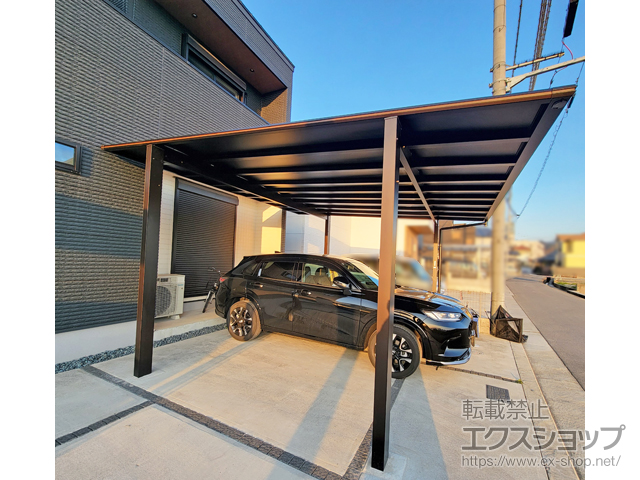 大阪府泉佐野市ののカーポート エフルージュ FIRST 600タイプ 2台用 積雪〜20cm対応 施工例