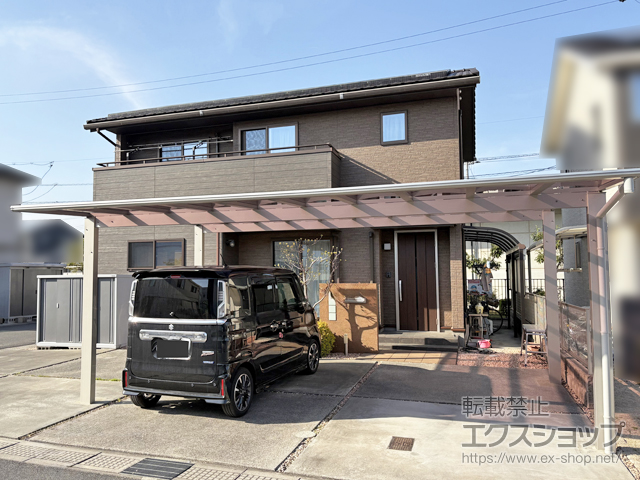 岡山県倉敷市ののカーポート エフルージュ FIRST 600タイプ 2台用 積雪〜20cm対応 施工例