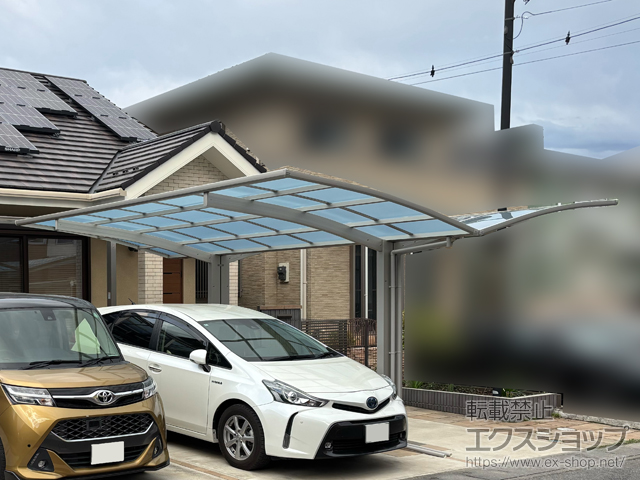 栃木県下野市ののカーポート プレシオスポート アール型 Y合掌セット 2台用 積雪〜20cm対応 施工例