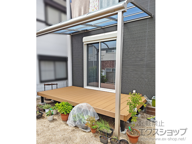 愛知県常滑市ののテラス屋根 ソラリア R型 テラスタイプ 単体 積雪〜20cm対応＋水平物干し テラス柱A用ロング 施工例