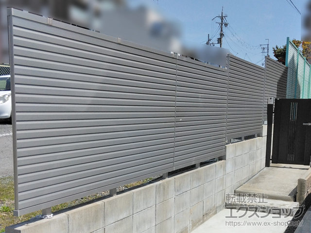 京都府京都市ののフェンス・柵 シンプレオ フェンスYL1型 横ルーバー 自由柱施工 施工例