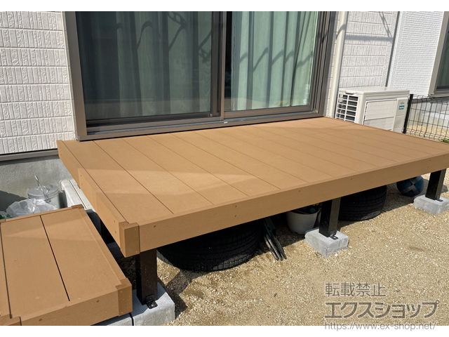 愛知県一宮市ののウッドデッキ リウッドデッキ 200＋独立式 リウッドステップ2型 施工例