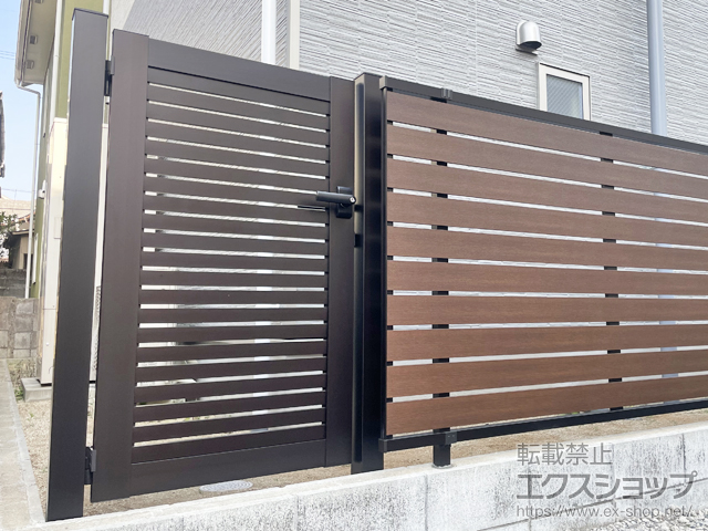 大分県別府市のの門扉 シンプレオ門扉3型 横太格子 片開き 門柱使用 施工例