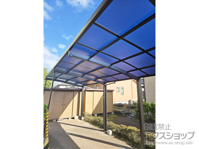 福島県伊達市ののカーポート プレシオスポート アール型 縦連棟セット 2台用 積雪〜20cm対応＋着脱式サポート 施工例