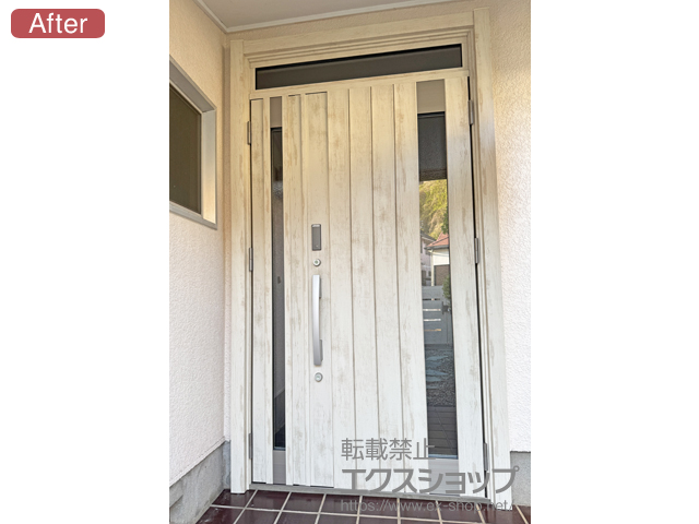 神奈川県横浜市のLIXIL リクシル（トステム）の玄関ドア リシェント玄関ドア3 P77型 断熱K4仕様 親子仕様(ランマ付)外観右吊元 ※FamiLock仕様 施工例