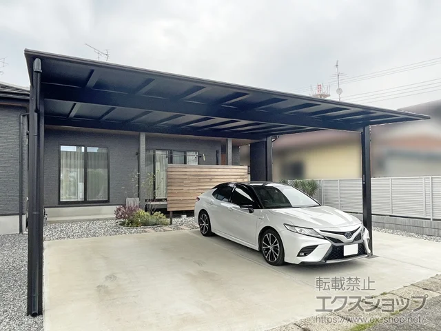 茨城県龍ケ崎市のYKKAPのカーポート エフルージュ FIRST 600タイプ 2台用 積雪～20cm対応 施工例