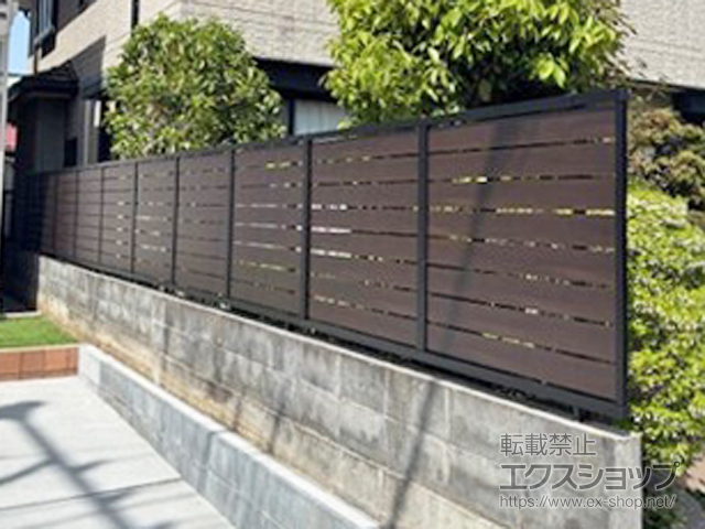 静岡県沼津市ののフェンス・柵 フェンスAB YS3型 横スリット3 複合色 フリーポールタイプ 施工例
