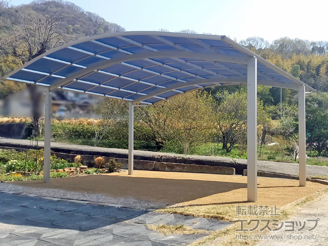 岡山県小田郡矢掛町ののカーポート プレシオスポート アール型 2台用 積雪〜20cm対応 施工例