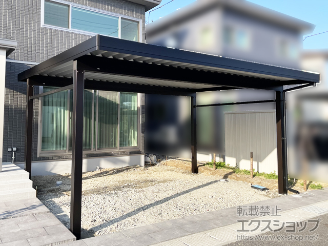 新潟県新潟市ののカーポート ジーポートPro 積雪100cm対応 2台用 4本柱 施工例