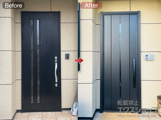 埼玉県さいたま市のの玄関ドア リシェント玄関ドア3 M12型 断熱K2仕様 片開き仕様(ランマ無)外観左吊元 ※FamiLock仕様 施工例