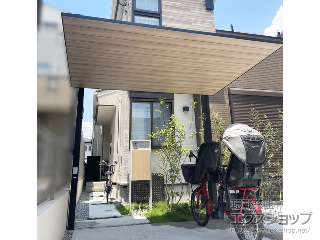 埼玉県川口市ののサイクルポート・駐輪場 カーポートSCミニ(駐輪場) 木調色 積雪20cm 施工例