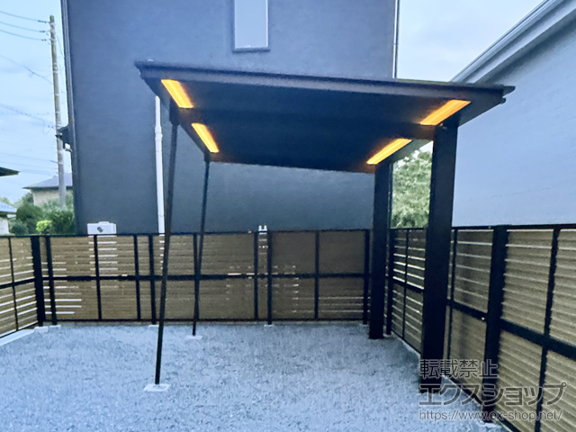 千葉県印旛郡栄町ののカーポート ルシアスカーポート 750タイプ 1台用　複合色 ＋着脱式サポート＋ラインライト*前枠・後枠2箇所取付 施工例