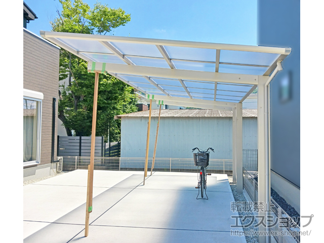 奈良県生駒郡平群町ののカーポート プレシオスポート フラット型 奥行延長セット 1.5台用 積雪〜20cm対応 施工例