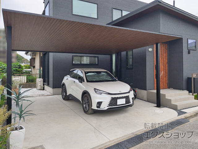 千葉県佐倉市ののカーポート プレーンルーフ 600タイプ 2台用 単体セット 複合色 積雪〜20cm対応 施工例