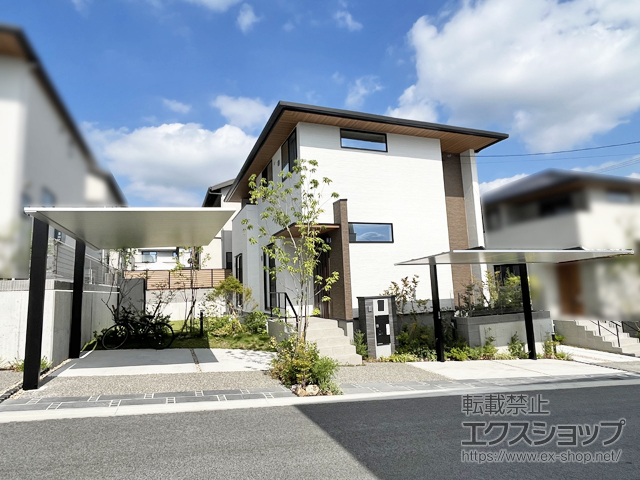 奈良県生駒市ののカーポート プレーンルーフ 600タイプ 1台用 単体セット ツートーン 積雪〜20cm対応 施工例